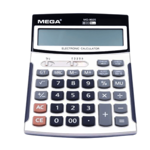 Mega MG-9025 Electronic Calculator, 12 Digit, White